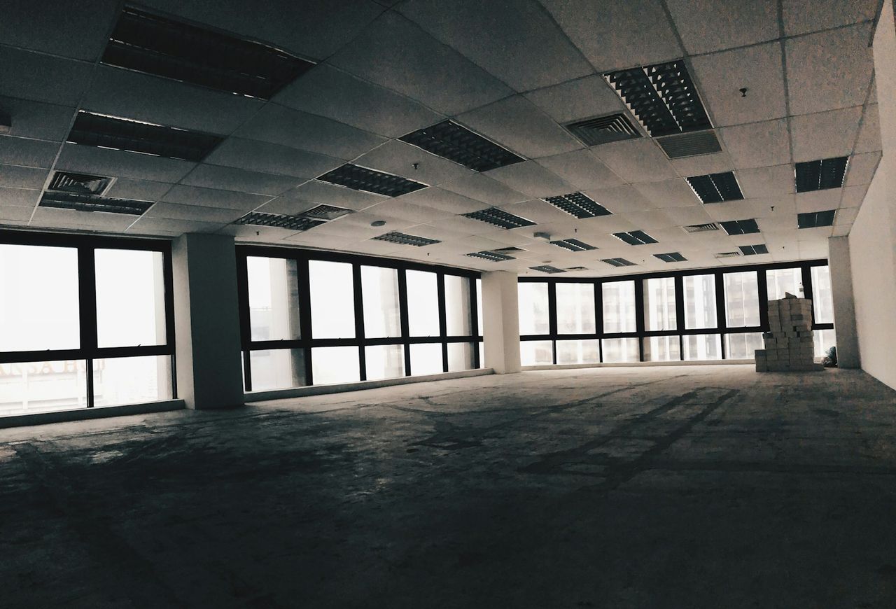 Empty commercial space after build-out, before final clean